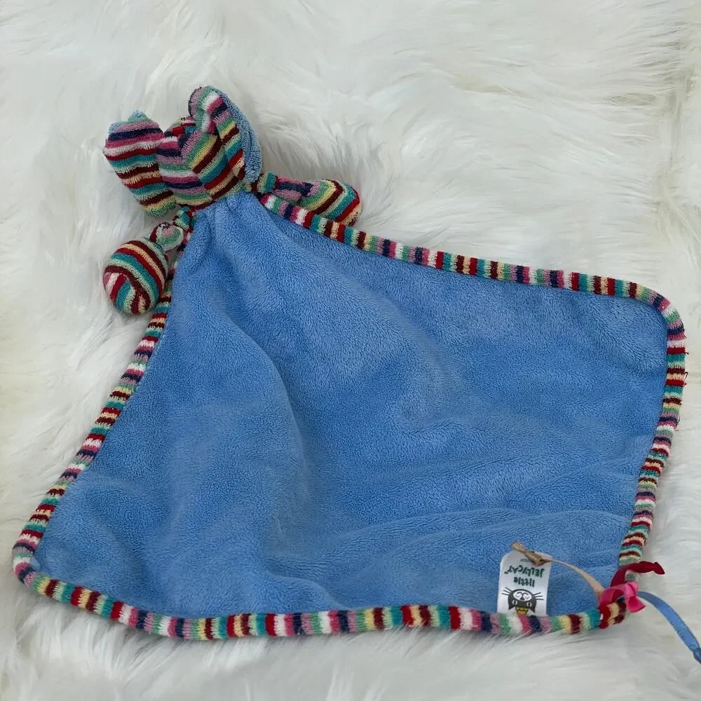 Little Jellycat Elephant Security Blanket Lovey Striped Blue Baby Soother Plush
